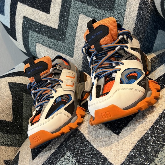 Balenciaga Men’s  Track Sneakers Orange Blue Size 7 EU 40  100% Authentic - Picture 3 of 8